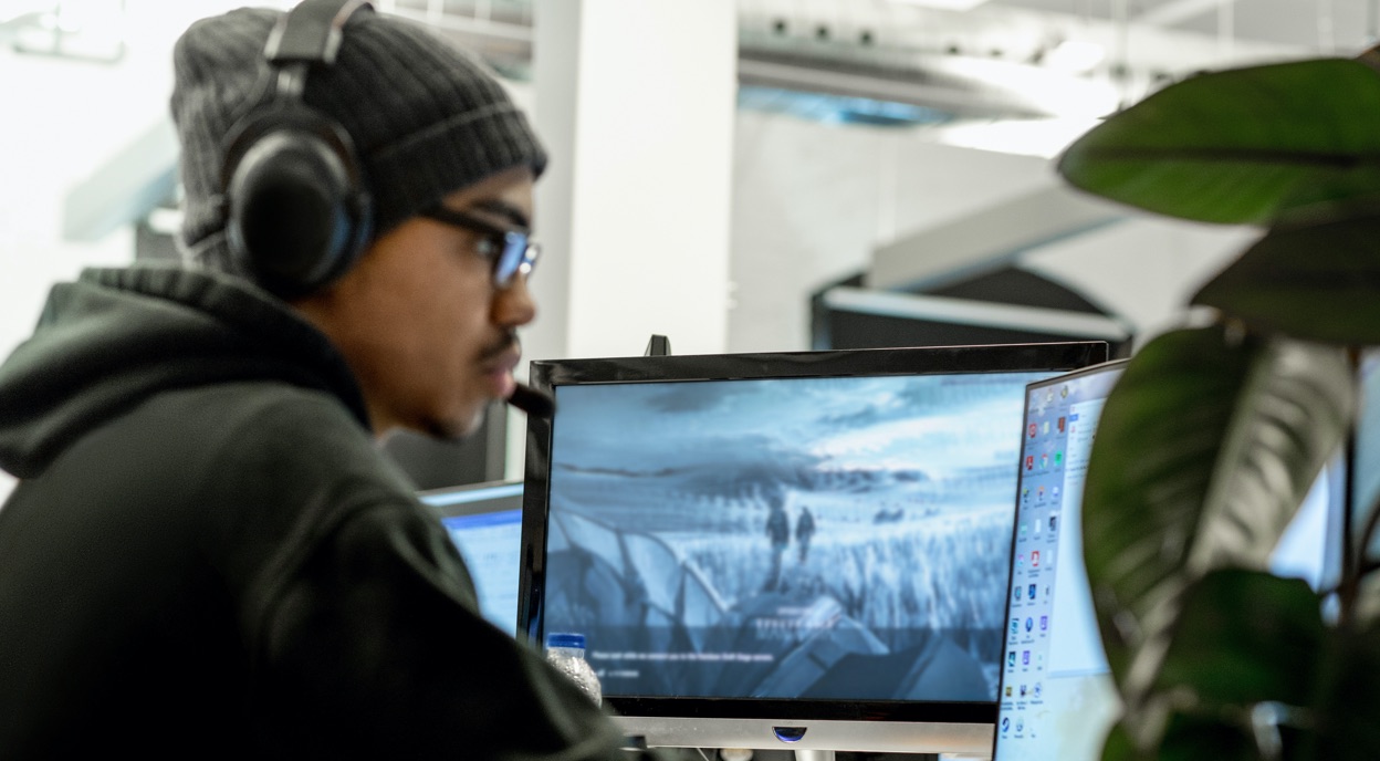 someone sitting at a computer